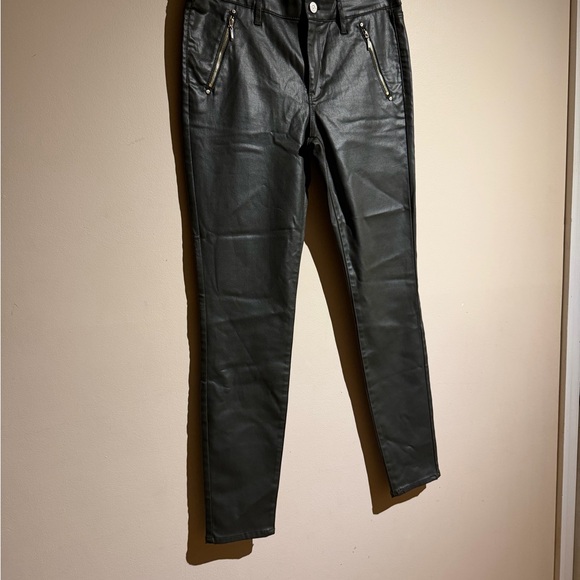 White House Black Market Dark Green Faux Leather Coated Pants - Picture 6 of 11
